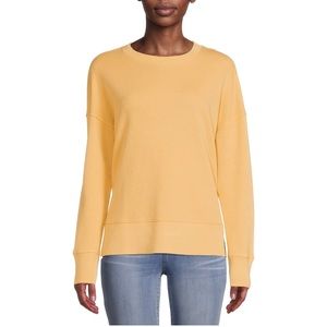 2/$15 Time & Tru autumn gold yellow boxy relaxed fit hi lo sweatshirt, Size XXL